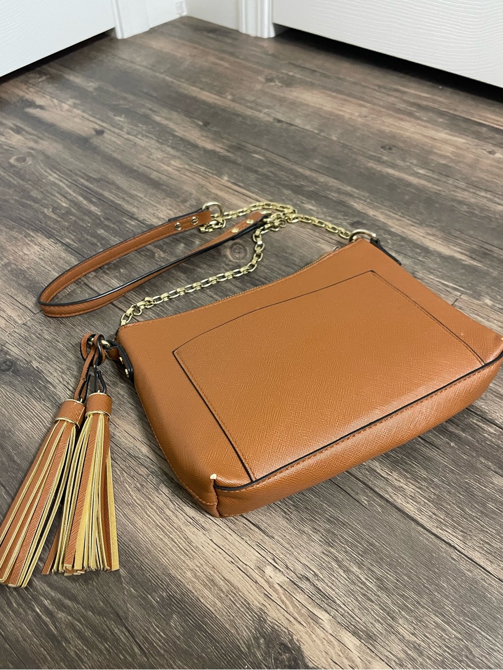 Merona | Camel Crossbody Bag with Gold Chain and Tassels
